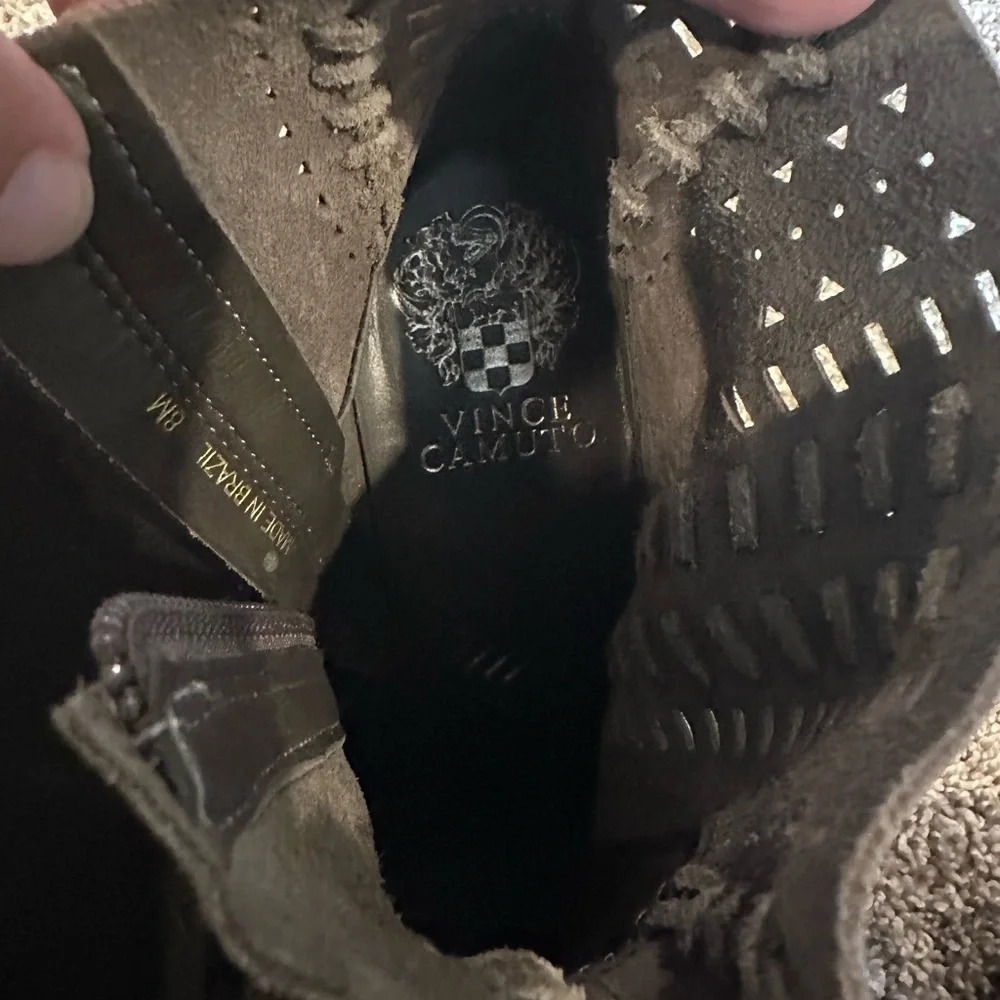 Vince Camuto Fenyia Dark Gray Suede Block Heel Ankle Booties- Women’s 8 - Picture 7 of 13